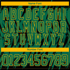 Custom Kelly Green Gold-Black 3D Pattern Splash Art Hockey Lace Neck Jersey