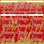 Custom Red Old Gold-White 3D Pattern Splash Art Hockey Lace Neck Jersey