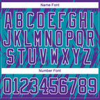 Custom Teal Purple-White 3D Pattern Splash Art Hockey Lace Neck Jersey