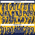 Custom Gold Navy-White 3D Pattern Splash Art Hockey Lace Neck Jersey