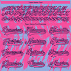 Custom Pink Light Blue Navy-White 3D Pattern Splash Art Hockey Lace Neck Jersey