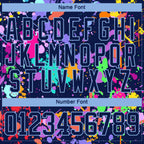 Custom Graffiti Pattern Navy Light Blue-White 3D Pattern Splash Art Hockey Lace Neck Jersey