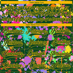 Custom Graffiti Pattern Green Gold-White 3D Pattern Splash Art Hockey Lace Neck Jersey