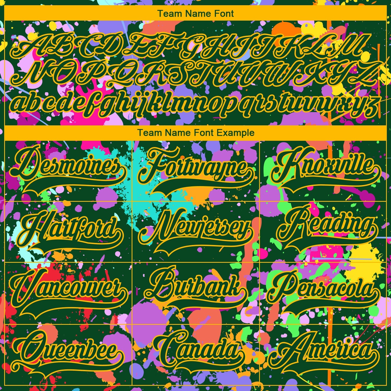 Custom Graffiti Pattern Green Gold-White 3D Pattern Splash Art Hockey Lace Neck Jersey