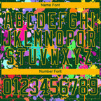 Custom Graffiti Pattern Green Gold-White 3D Pattern Splash Art Hockey Lace Neck Jersey