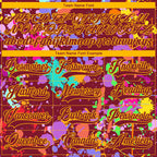 Custom Graffiti Pattern Crimson Gold-White 3D Pattern Splash Art Hockey Lace Neck Jersey