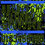 Custom Black Neon Green-Royal 3D Fluid Art Splash Hockey Lace Neck Jersey