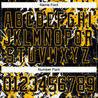 Custom Black Gold-White 3D Fluid Art Splash Hockey Lace Neck Jersey