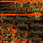 Custom Black Old Gold-Orange 3D Fluid Art Splash Hockey Lace Neck Jersey
