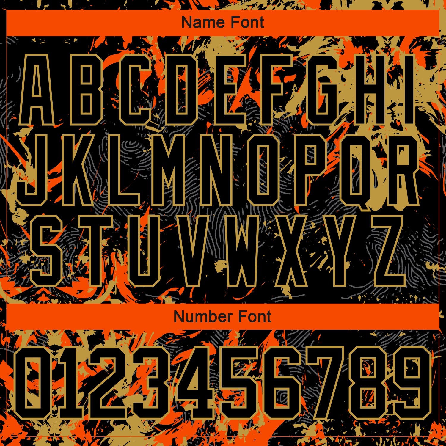 Custom Black Old Gold-Orange 3D Fluid Art Splash Hockey Lace Neck Jersey