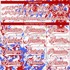 Custom White Red-Royal 3D Fluid Art Splash Hockey Lace Neck Jersey