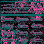 Custom Black Teal-Pink 3D Fluid Art Splash Hockey Lace Neck Jersey