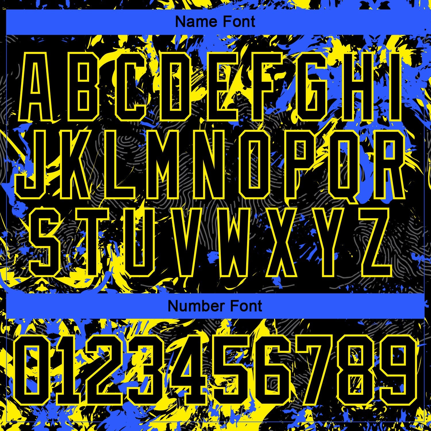 Custom Black Light Yellow-Royal 3D Fluid Art Splash Hockey Lace Neck Jersey