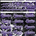 Custom Black Purple-White 3D Fluid Art Splash Hockey Lace Neck Jersey