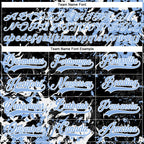 Custom Black Light Blue-White 3D Fluid Art Splash Hockey Lace Neck Jersey