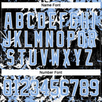 Custom Black Light Blue-White 3D Fluid Art Splash Hockey Lace Neck Jersey