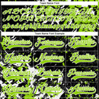 Custom Black Neon Green-White 3D Fluid Art Splash Hockey Lace Neck Jersey