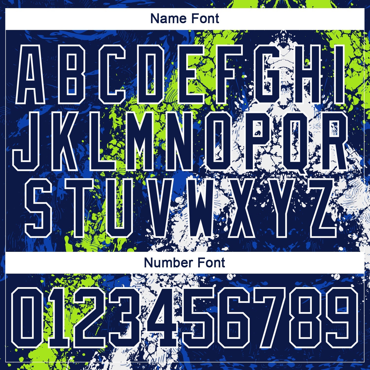 Custom Navy Thunder Blue Neon Green-White 3D Splash Art Hockey Lace Neck Jersey