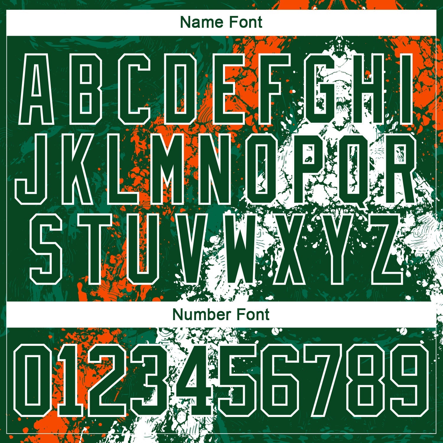 Custom Green Orange-White 3D Splash Art Hockey Lace Neck Jersey