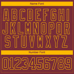 Custom Burgundy Gold-White 3D Pattern Abstract Shape Hockey Lace Neck Jersey