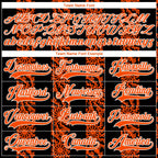 Custom Black Orange-White 3D Pattern Abstract Shape Hockey Lace Neck Jersey