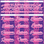 Custom Purple Pink-White 3D Pattern Abstract Shape Hockey Lace Neck Jersey