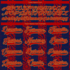 Custom Navy Red Old Gold-White 3D Pattern Abstract Shape Hockey Lace Neck Jersey