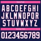 Custom Navy White-Pink 3D Pattern Abstract Shape Hockey Lace Neck Jersey