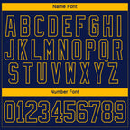 Custom Navy Gold-White 3D Pattern Abstract Shape Hockey Lace Neck Jersey