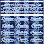 Custom Navy Light Blue-White 3D Pattern Abstract Shape Hockey Lace Neck Jersey