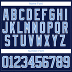 Custom Navy Light Blue-White 3D Pattern Abstract Shape Hockey Lace Neck Jersey