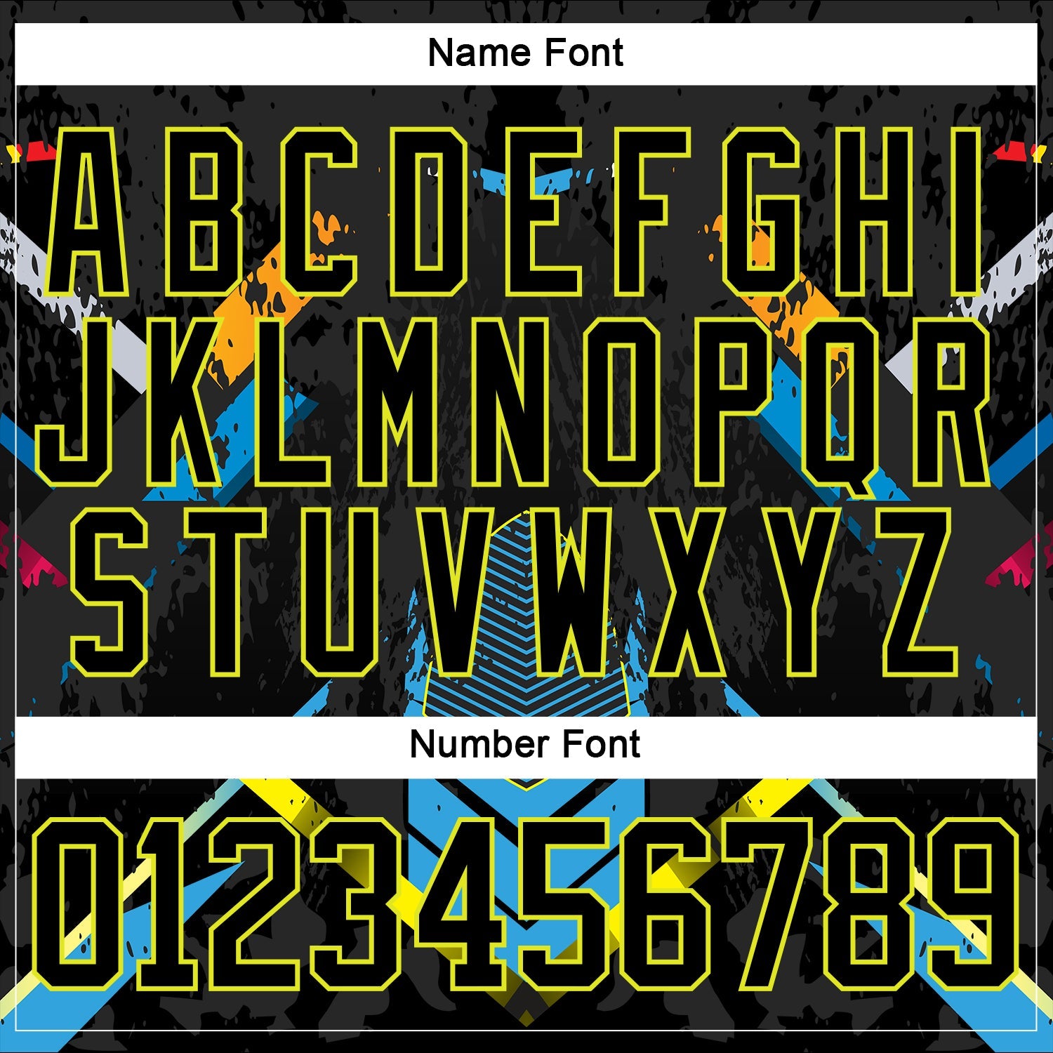 Custom Black Neon Yellow Blue-White 3D Pattern Abstract Splash Hockey Lace Neck Jersey