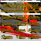 Custom Black Red-Yellow 3D Pattern Abstract Hockey Lace Neck Jersey