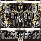 Custom Black Vegas Gold-White 3D Pattern Abstract Grunge Hockey Lace Neck Jersey