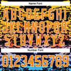 Custom Bay Orange Blue-White 3D Pattern Abstract Grunge Hockey Lace Neck Jersey