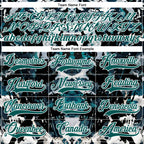 Custom Midnight Green Black-White 3D Pattern Abstract Grunge Hockey Lace Neck Jersey