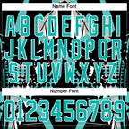 Custom Black Aqua-White 3D Pattern Abstract Hockey Lace Neck Jersey