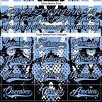 Custom Light Blue Black-White 3D Pattern Abstract Hockey Lace Neck Jersey