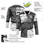 Custom Black Gray-White 3D Pattern Abstract Split Hockey Lace Neck Jersey