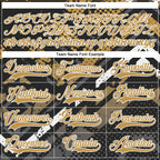 Custom Old Gold Gray Black-White 3D Pattern Abstract Grunge Hockey Lace Neck Jersey