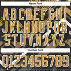 Custom Old Gold Gray Black-White 3D Pattern Abstract Grunge Hockey Lace Neck Jersey