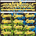 Custom Black Yellow Blue-Green 3D Pattern Abstract Hockey Lace Neck Jersey