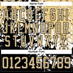 Custom Black Vegas Gold-White 3D Pattern Abstract Grunge Hockey Lace Neck Jersey