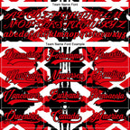 Custom Black Fire Red-White 3D Pattern Abstract Hockey Lace Neck Jersey
