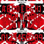 Custom Black Fire Red-White 3D Pattern Abstract Hockey Lace Neck Jersey