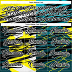 Custom Black Green-Yellow 3D Pattern Abstract Split Hockey Lace Neck Jersey