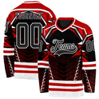 Custom Black Red-White 3D Pattern Cyber Mecha E-sport Hockey Jersey