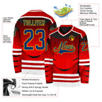 Custom Red US Navy Blue Gold-White 3D Pattern Cyber Mecha E-sport Hockey Jersey