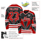 Custom Black Red Gray-White 3D Pattern Cyber Mecha E-sport Hockey Jersey