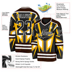 Custom Black Gold Brown-White 3D Pattern Cyber Mecha E-sport Hockey Jersey